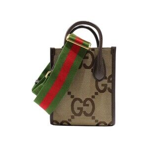 GUCCI Jumbo GG Tote Bag Brown Compact Canvas Leather
